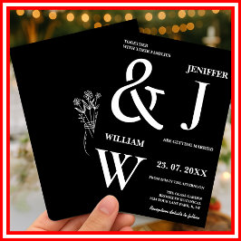 Convite Casamento Moderno Simples Negro e Branco