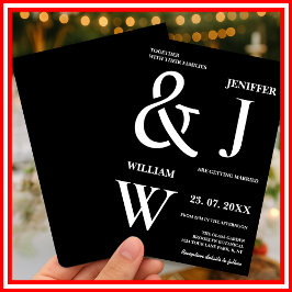 Convite Casamento Moderno Simples Negro e Branco