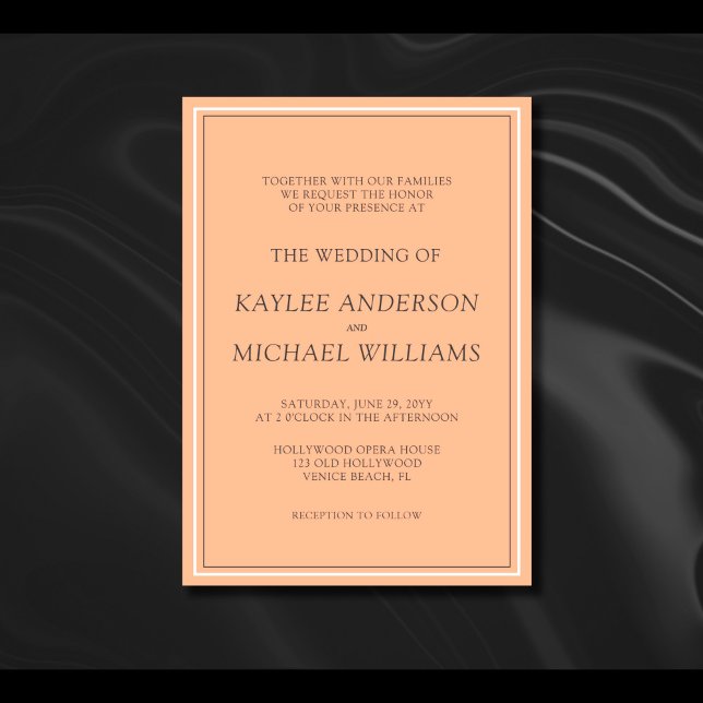 Convite Casamento Moderno Simples Peach Fuzz (Criador carregado)