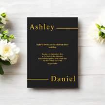 Casamento Moderno Simples Preto e Dourado Chic Del