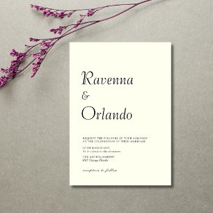 Convite Casamento Moderno Simples Preto Marfim Minimalista