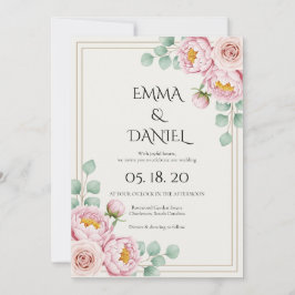 Convite Casamento Moderno Tendência Designer Blush Rosa Pá