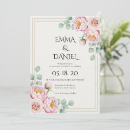Convite Casamento Moderno Tendência Designer Blush Rosa Pá