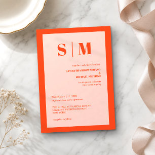 Convite Casamento Moderno Tom Terra Rosa Laranja