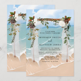 Convite Casamento Moderno Tropical de Beach Floral