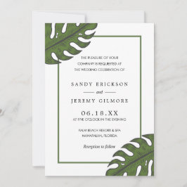 Convite Casamento Moderno Tropical Simples