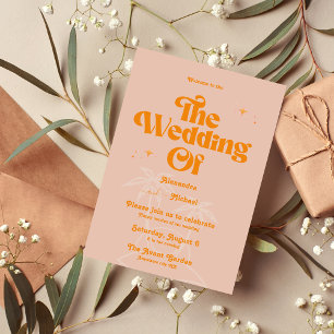 Convite Casamento Moderno Tropical Vibrante Laranja