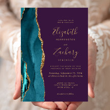 Casamento Moderno Turquesa Dourado Ágata Roxo
