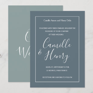 Convite Casamento moderno verde-azul-claro-elegante