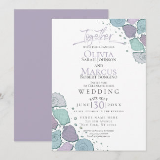 Convite Casamento | Molas-marinhos modernas Violet Dusty B