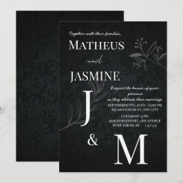 Convite Casamento Monocromático Alemão e Script
