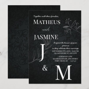 Convite Casamento Monocromático Alemão e Script