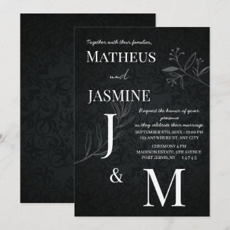 Convite Casamento Monocromático Alemão e Script