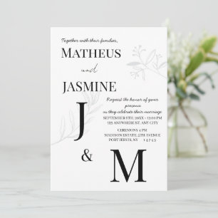 Convite Casamento Monocromático Alemão e Script