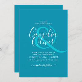 Convite Casamento Monocromático Azul-Bondi