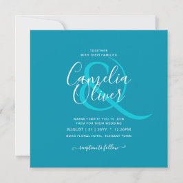 Convite Casamento Monocromático Azul-Bondi