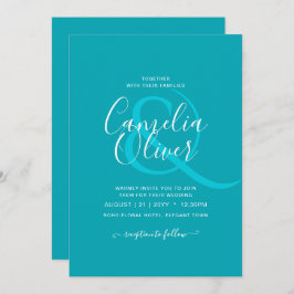 Convite Casamento Monocromático de Teal Azul Pavão do ORÇA