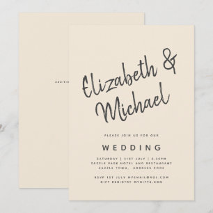 Convite Casamento Monocromático Moderno Beige