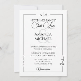 Convite Casamento Monocromático Negro Minimalista Moderno