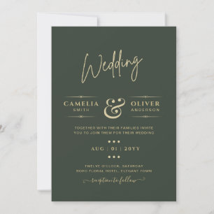 Convite Casamento Monocromático Verde Moderno