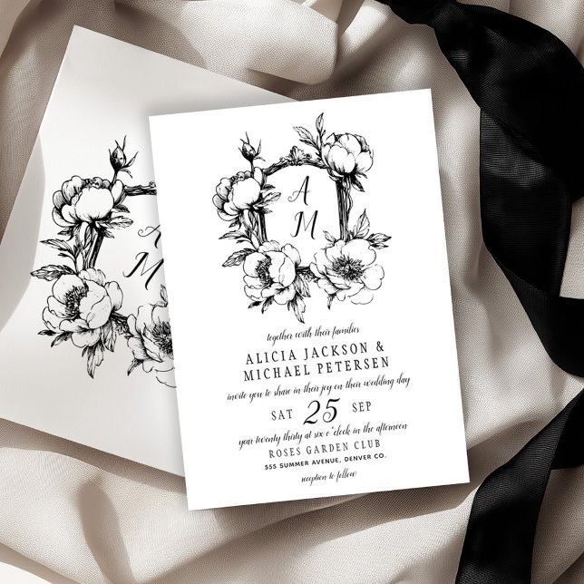 Convite Casamento monograma barroco vintage (Criador carregado)