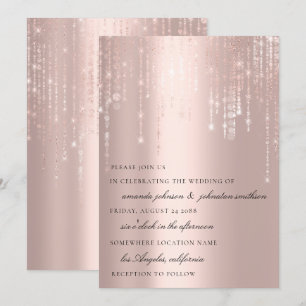 Convite Casamento Monograma Blush Rosa Strings Confetti