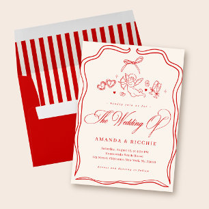 Convite Casamento Monograma Cupido Vintage Querubim Desenh