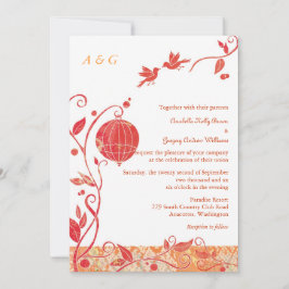 Convite Casamento Monograma de Pássaros do Amor