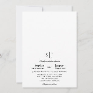 Convite Casamento Monograma Minimalista Clássico Moderno