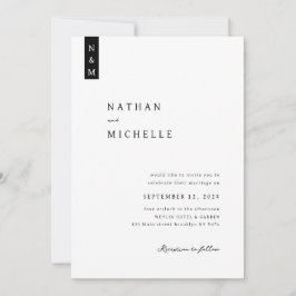 Convite Casamento Monograma Minimalista Simples de Script 