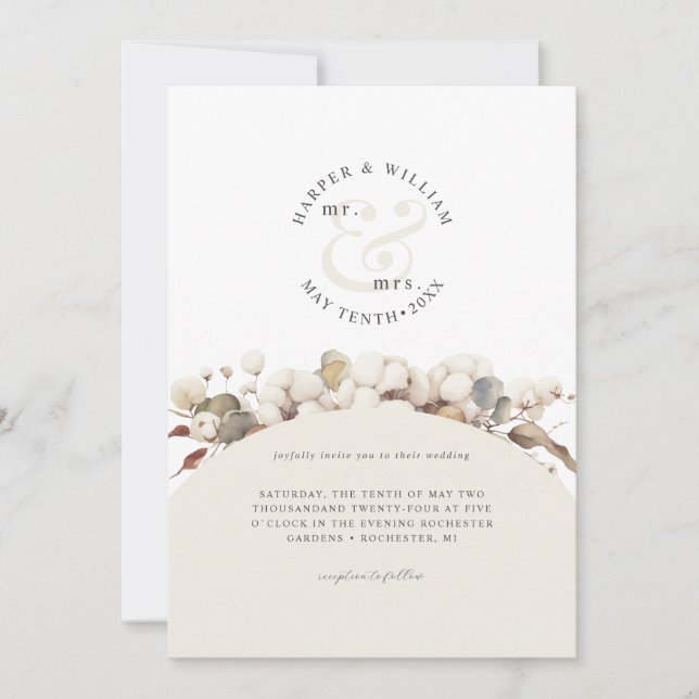 Convite Casamento monograma moderno e monograma (Frente)