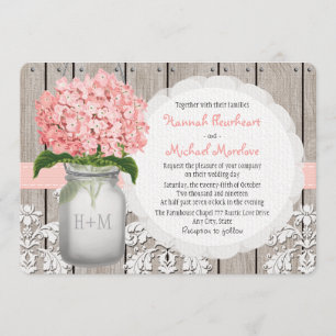 Convite Casamento Monogrammed do Hydrangea do rosa do