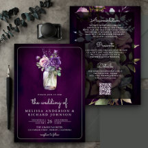 Casamento Moody com Mason Jar Roxo Roxo Escuro