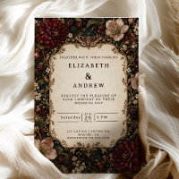 Casamento Moody Dark Academia Burgundy Floral