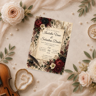 Convite Casamento Moody Gothic Dark Academia