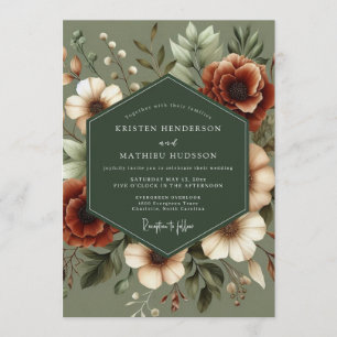 Convite Casamento Moody Harvest em Verde Sage
