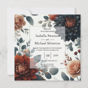 Convite Casamento Moody Rustic Fall Florals
