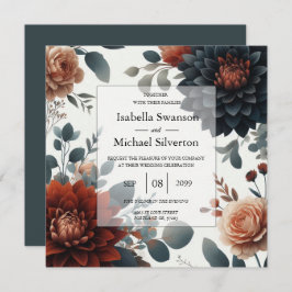 Convite Casamento Moody Rustic Fall Florals