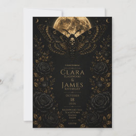 Convite Casamento Morte Mariposa Gótica - Romance Sombrio