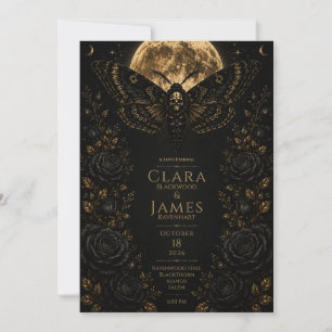 Convite Casamento Morte Mariposa Gótica - Romance Sombrio 