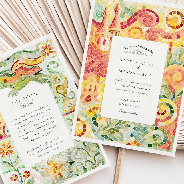 Convite Casamento Mosaico Inspirado em Barcelona Gaudí (Criador carregado)