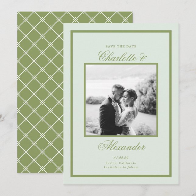 Convite Casamento Moss Green Estate Save the Date (Frente/Verso)