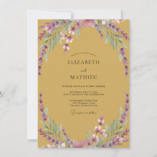 Convite Casamento Mostarda de Madeira Amethyst Wisteria
