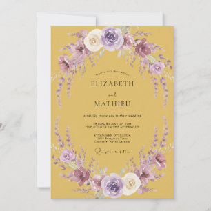 Convite Casamento Mostarda Lavanda Wisteria