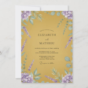 Convite Casamento Mostarda Lilás Lavanda Eucalipto