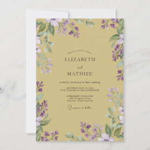 Convite Casamento Mostarda Lilás Pálido Wisteria