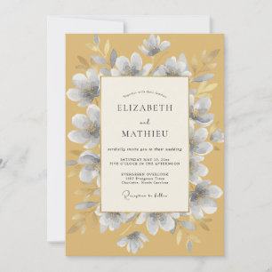 Convite Casamento Mostarda Silver Blossom