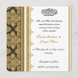 Convite Casamento muçulmano de brocado Dourado do damasco