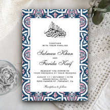Casamento Muçulmano Islâmico Azul e Rosa Arabesco
