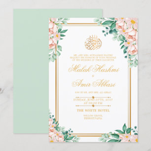Convite Casamento Muçulmano Islâmico com Cor Leve Dourada